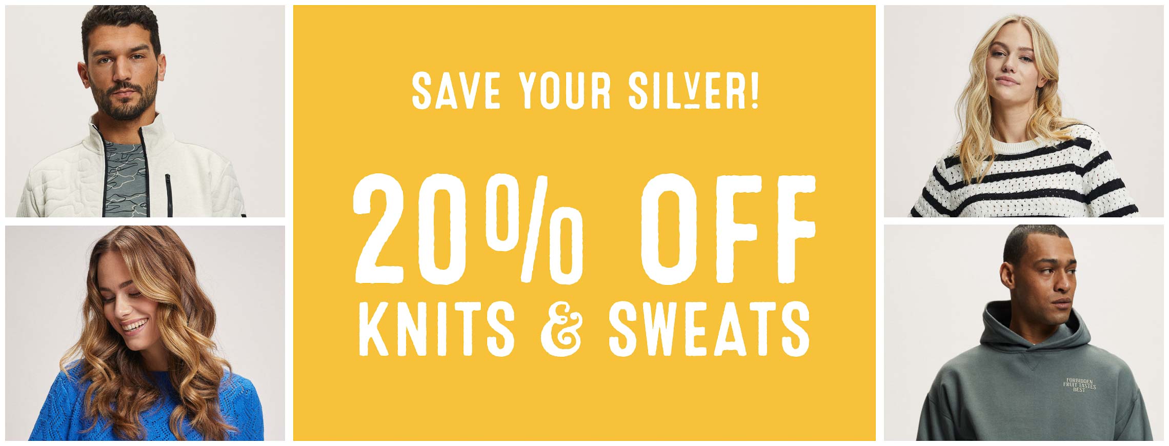  20% off knits & sweats