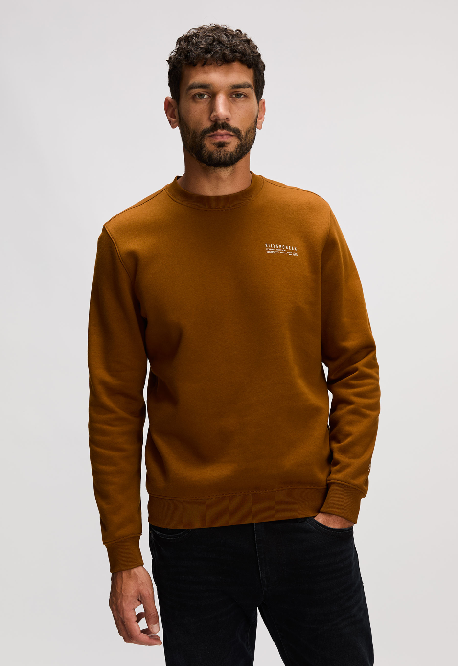 Silvercreek Logo Crew Sweater Brown Brick | Silvercreek.nl